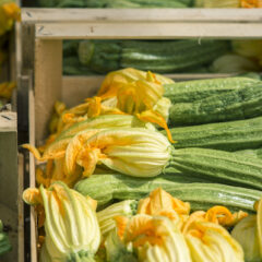 Stuffed courgette flowers with goat’s curd and anchovies